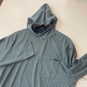NWT JOHNNIE-O Men's Grimes Blue Teal Striped Hooded Pullover